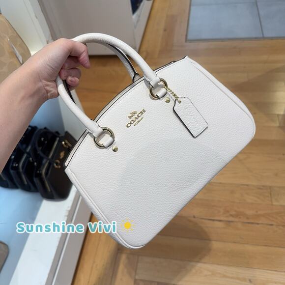 NWT COACH Savannah Small Carryall Leather Bag CAL54 Gold/Chalk - Picture 4 of 10